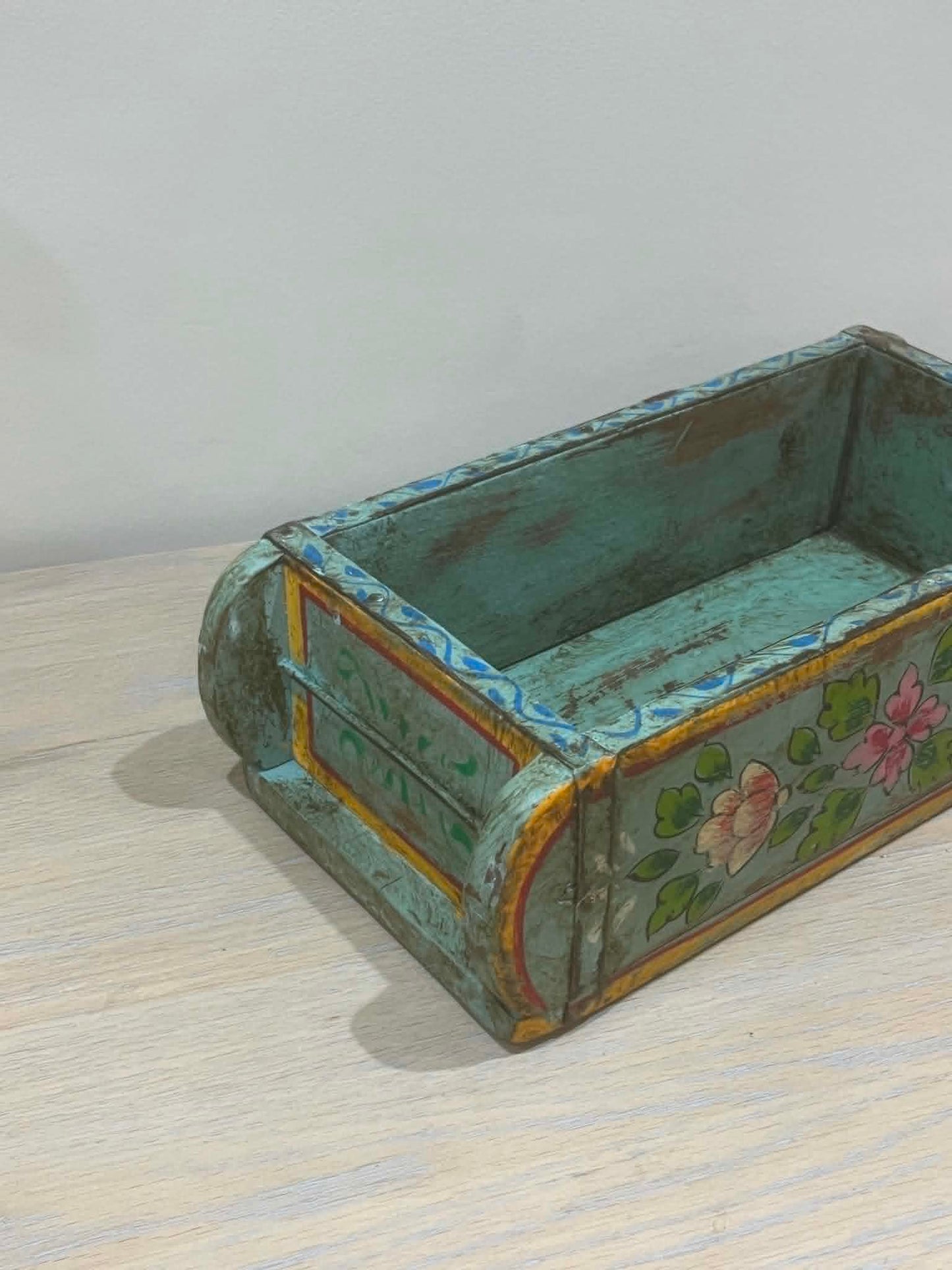 Salvaged Hand Painted Indian Brick Mould - Teal Blue