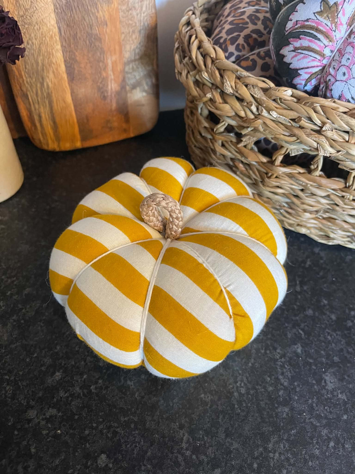 Handmade Mustard Stripe Pumpkin