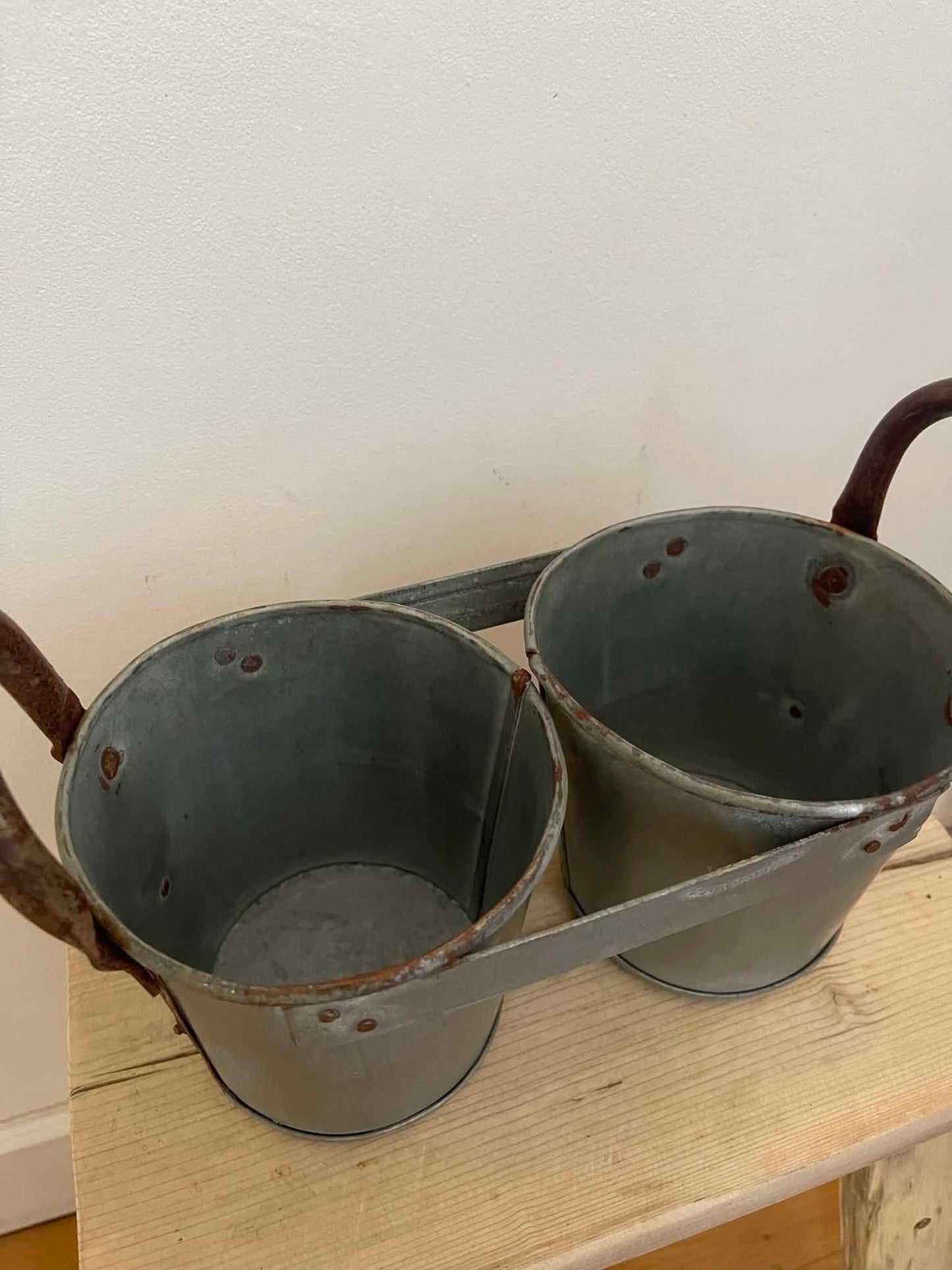 Salvaged Galvanized Metal Bucket Planter