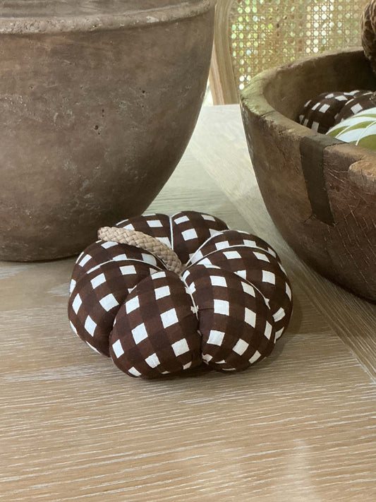 Handmade Dark Brown Gingham Pumpkin