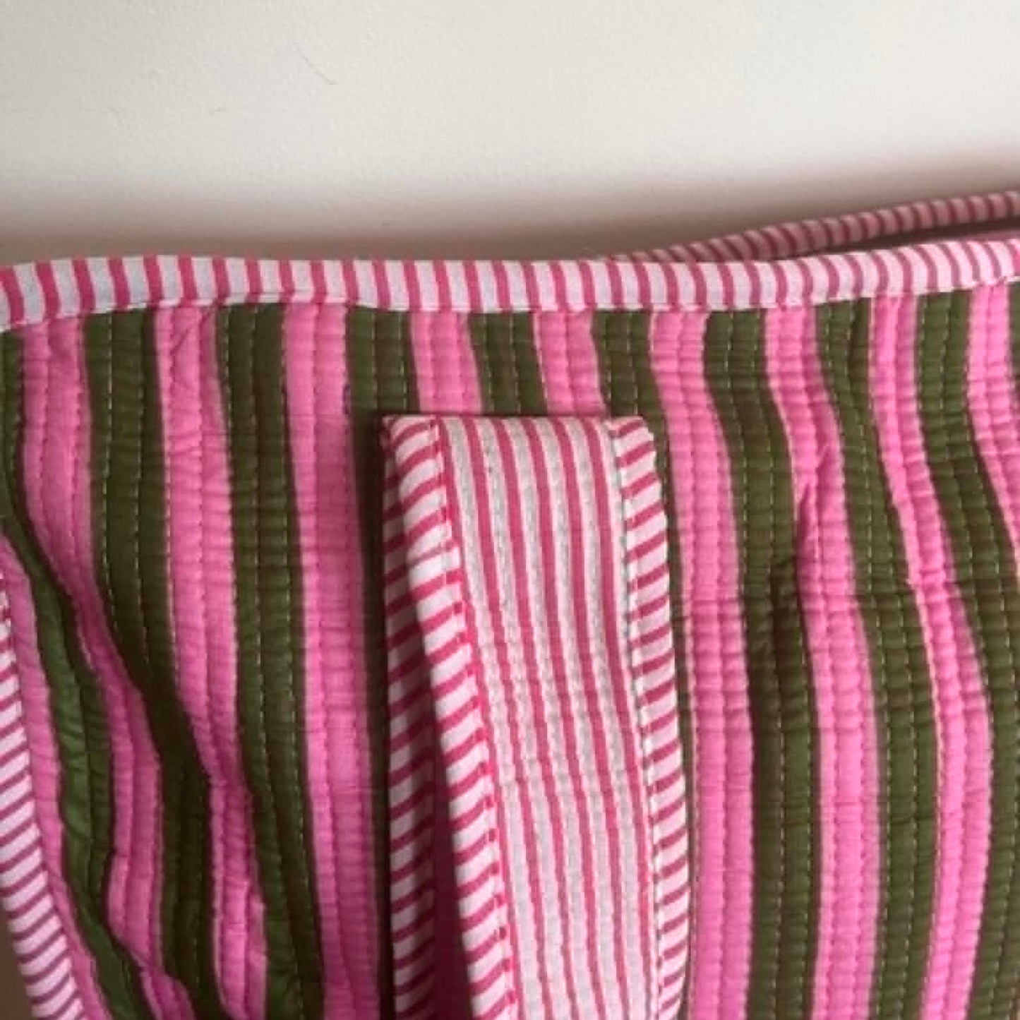 Pink & Green Stripe Tote Bag