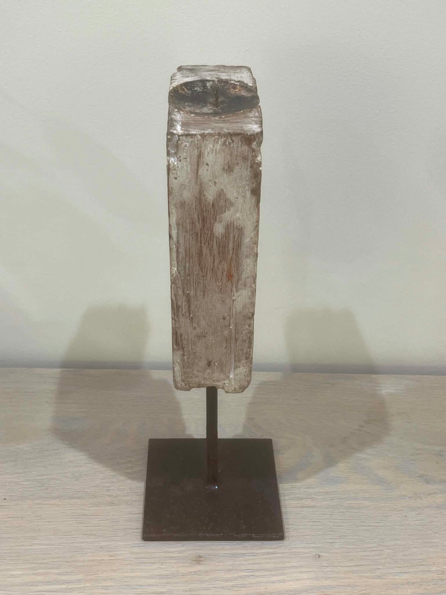 Salvaged Hand Carved Indian Pillar Candle Holder (F)