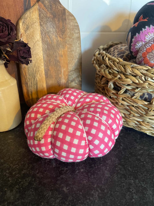 Handmade Pink Gingham Pumpkin