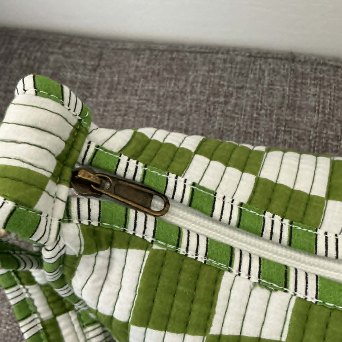 Olive Green Check Mini Shoulder Tote Bag