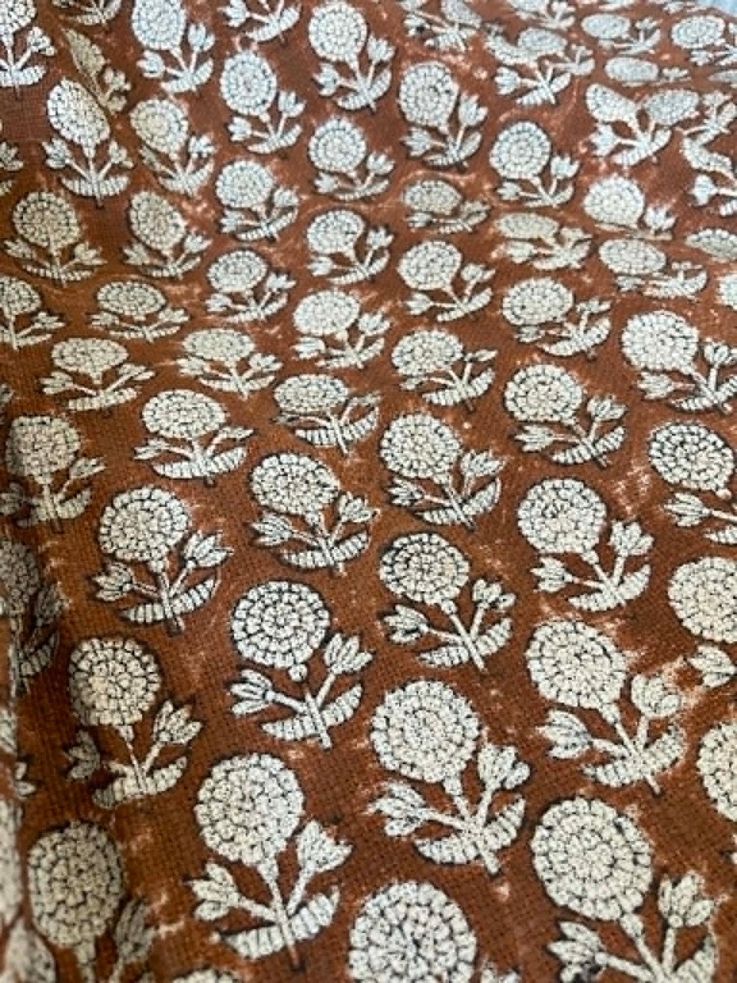 AURORA Hand Block Printed Throw - Brown/ Stone