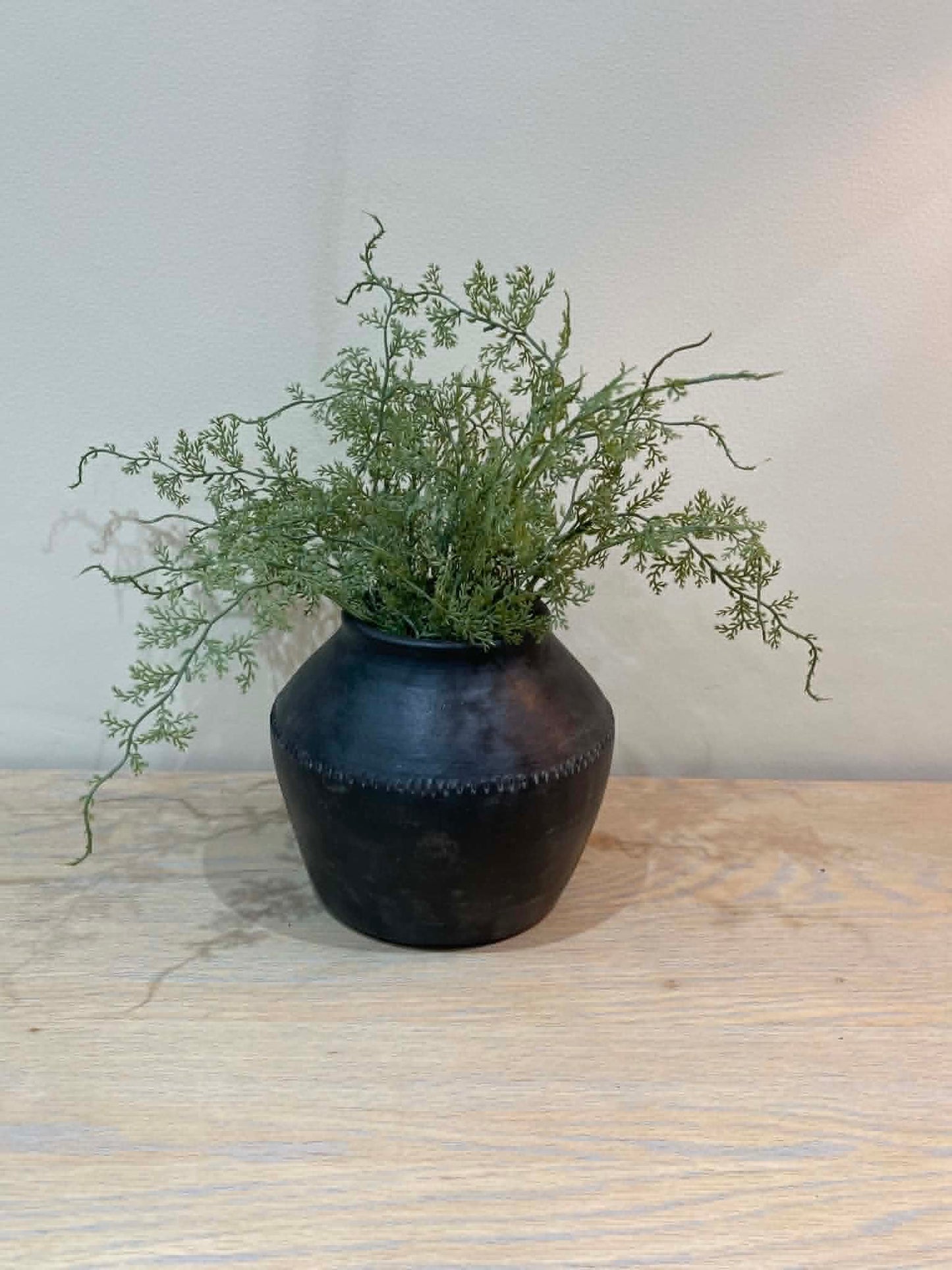Small Salvaged Clay Pot - Black