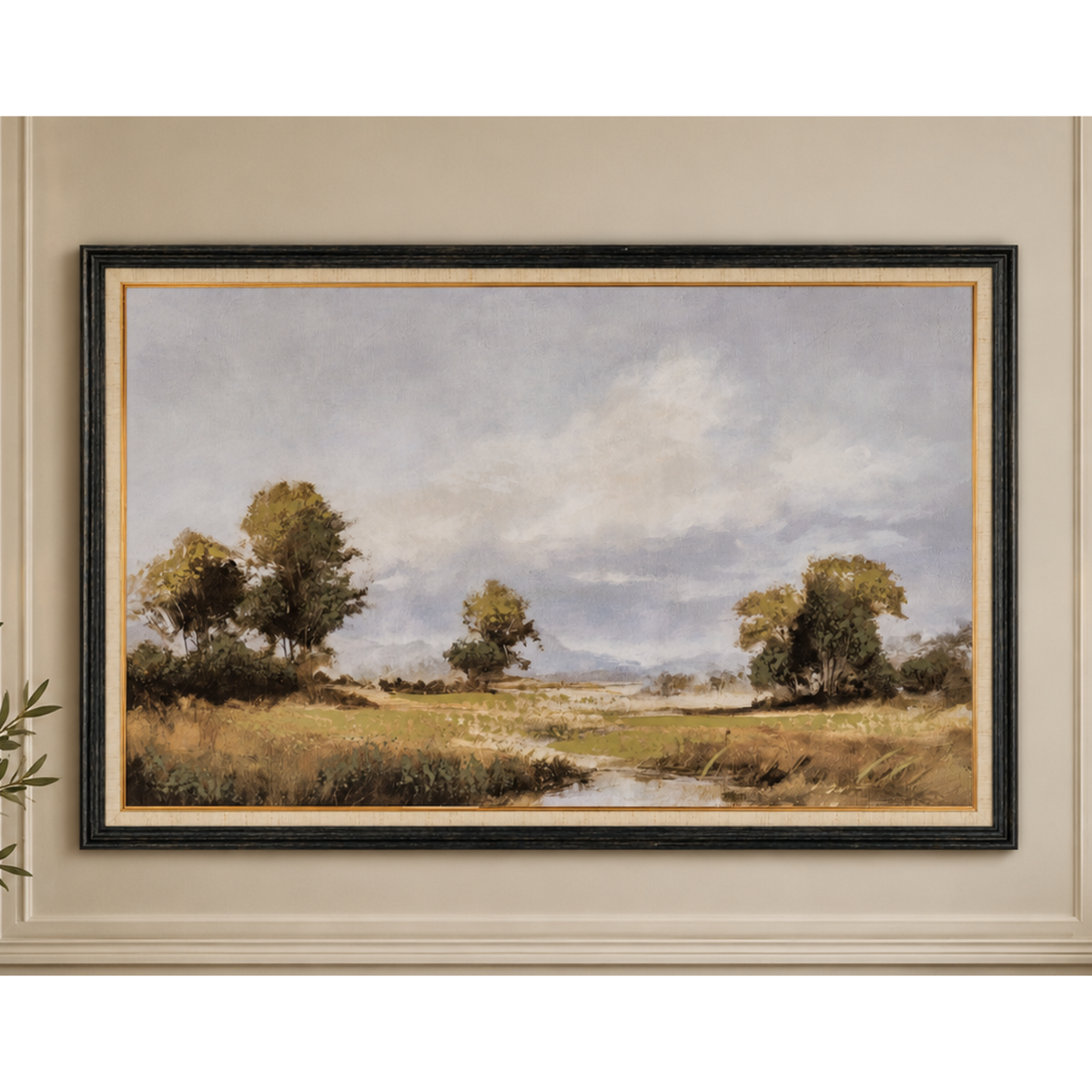 English Landscape Hand Painted Framed Canvas