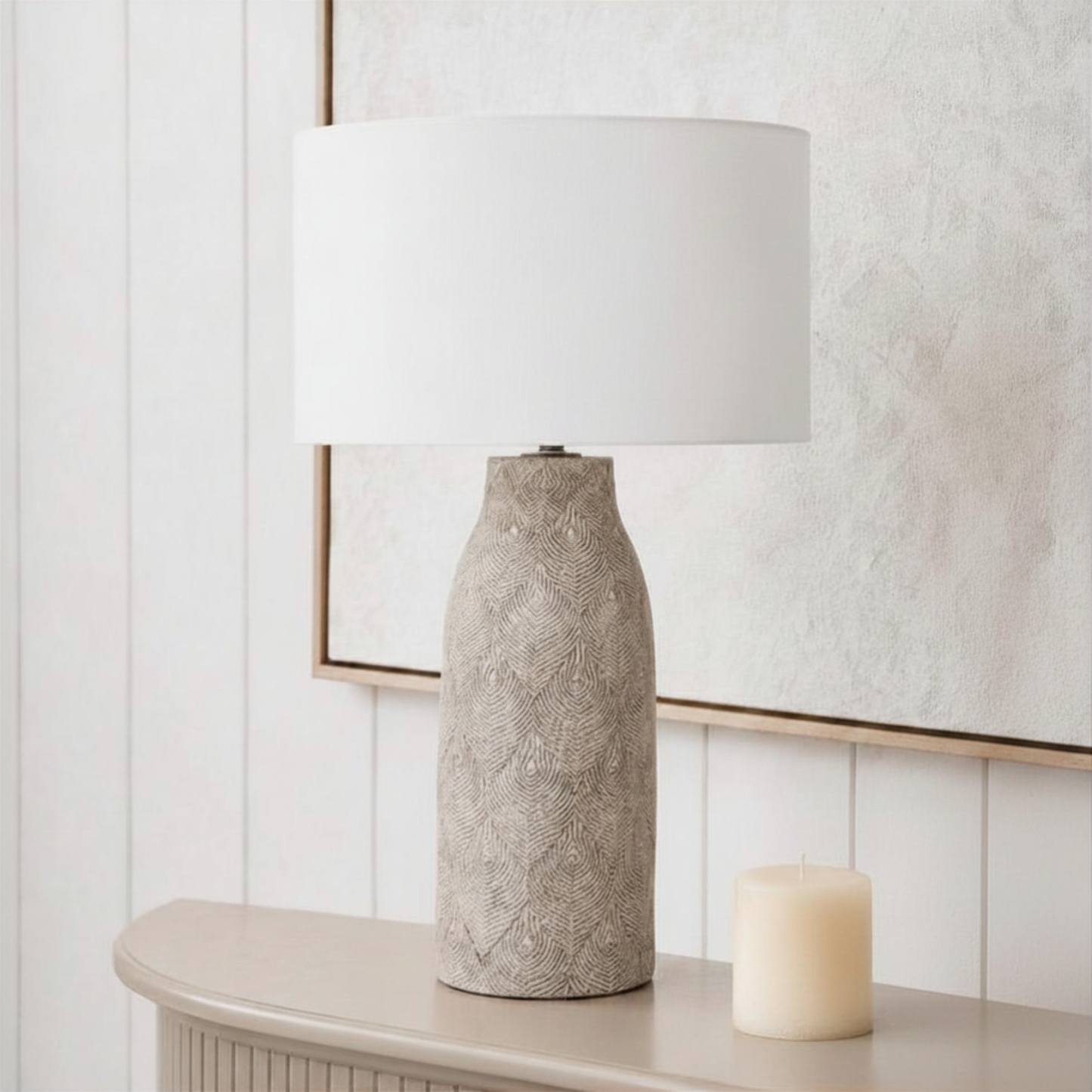 Stone Feather Stoneware Table Lamp Base