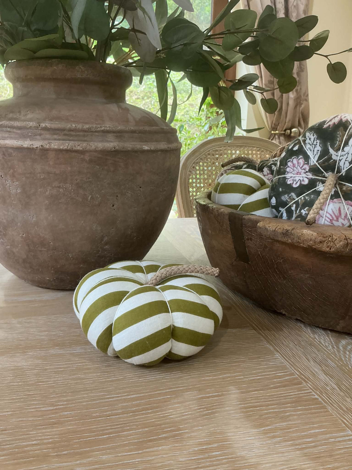 Handmade Olive Green Stripe Pumpkin