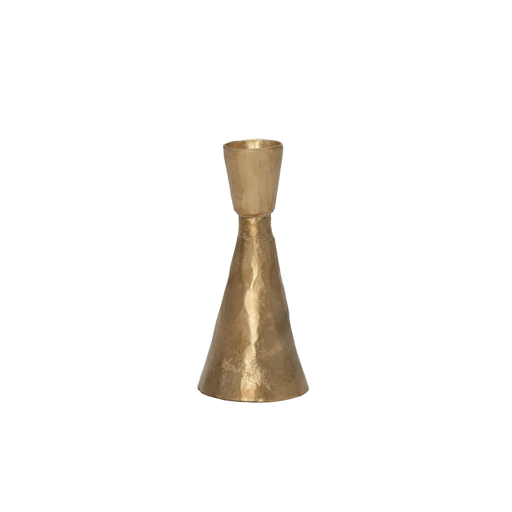 Gold Metal Hammered Candlestick Holders – Set of 2