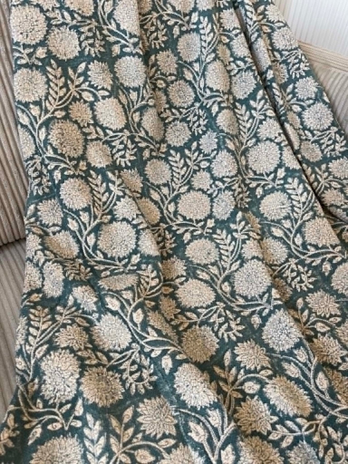 EMILY Hand Block Printed Throw - Blue