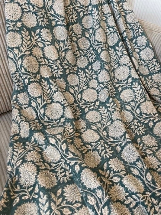 EMILY Hand Block Printed Throw - Blue