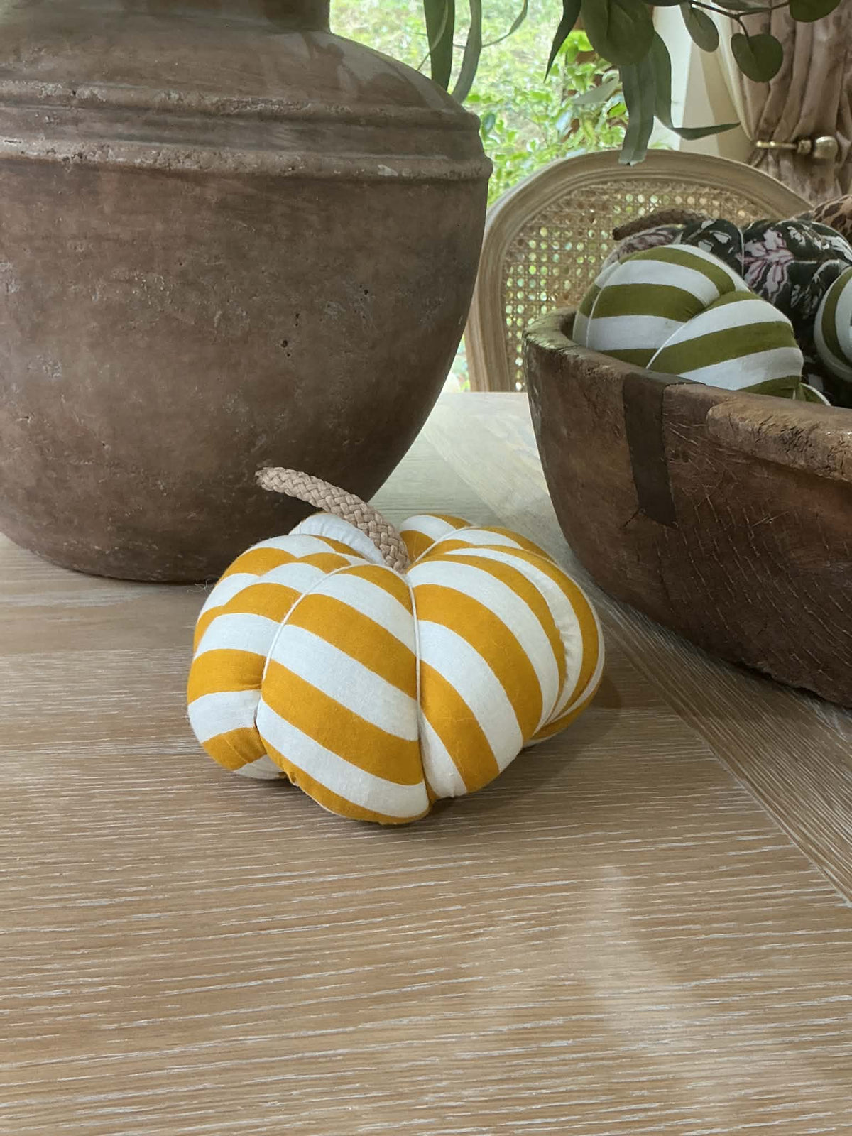 Handmade Mustard Stripe Pumpkin