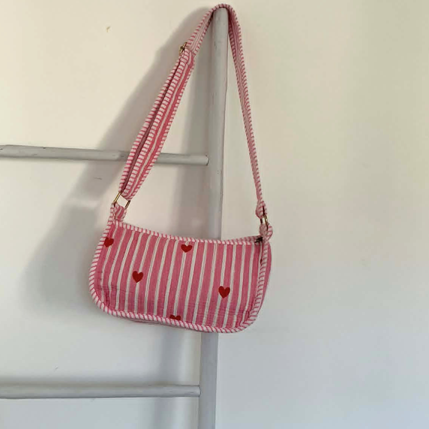 Pink Red Hearts Mini Shoulder Tote Bag