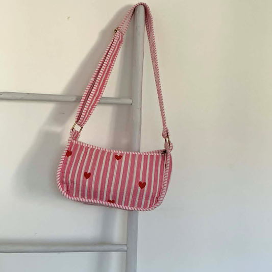 Pink Red Hearts Mini Shoulder Tote Bag