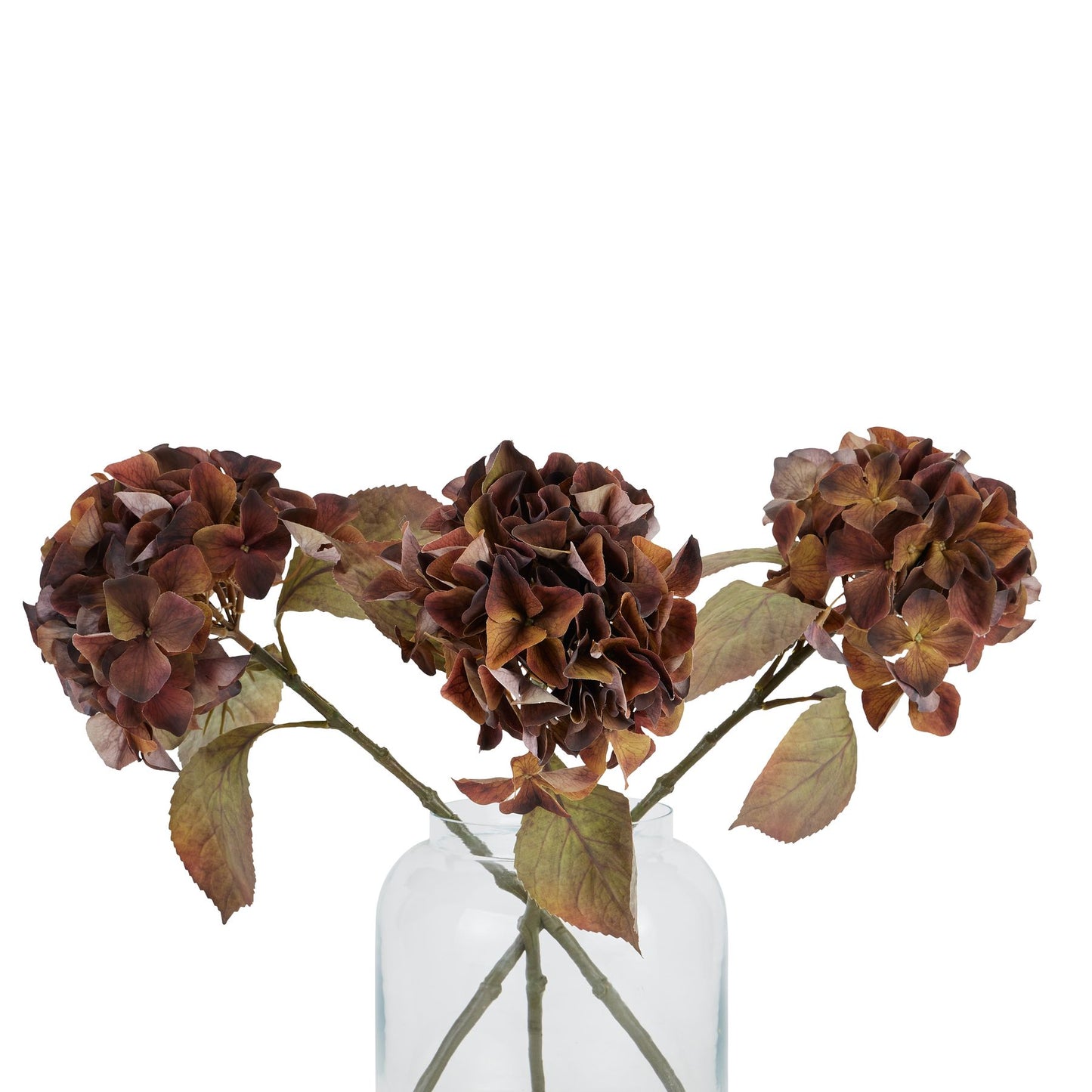 Faux Autumn Browns Hydrangea Stem (Set of 4)