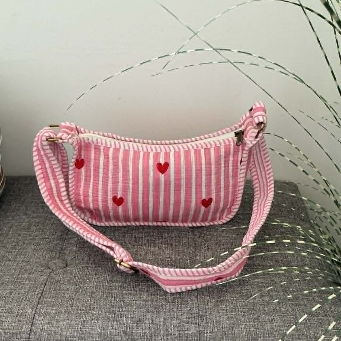 Pink Red Hearts Mini Shoulder Tote Bag