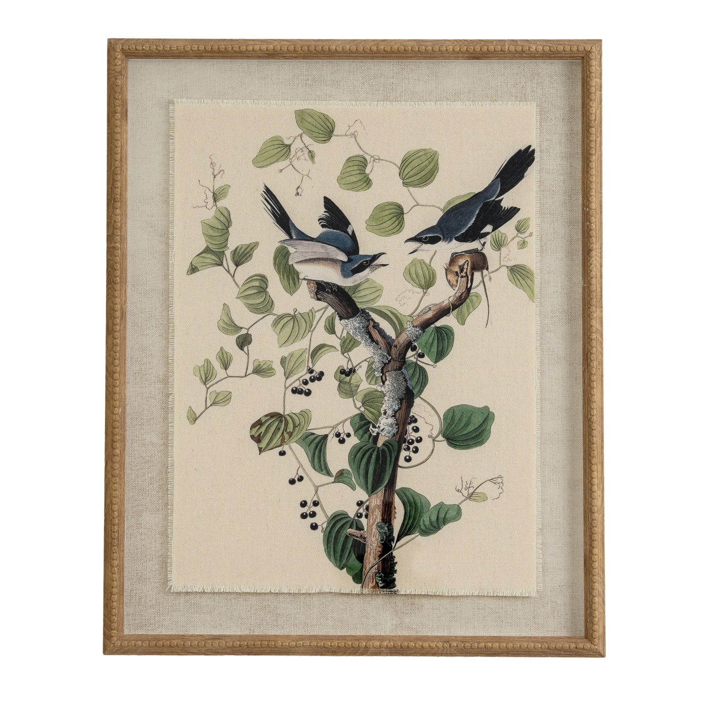 Botanical Framed Linen Print - Shrikes