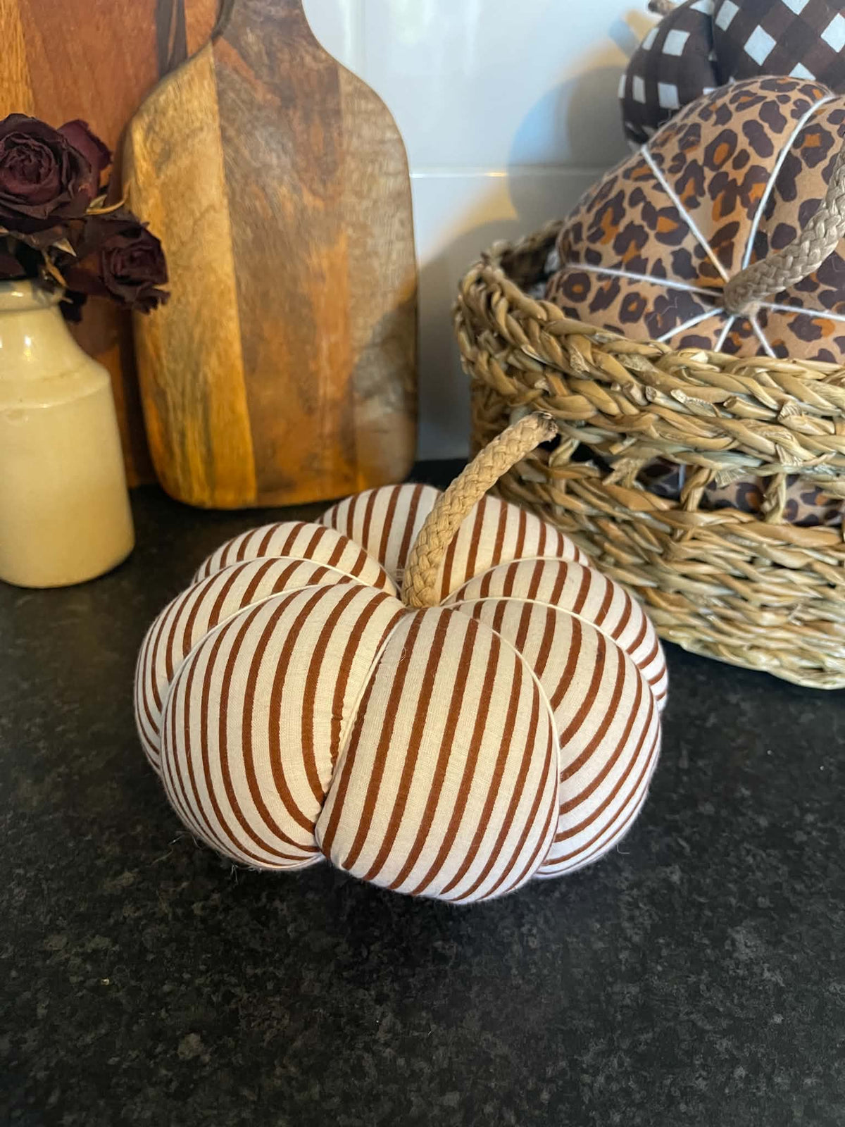 Handmade Chocolate Brown Stripe Pumpkin