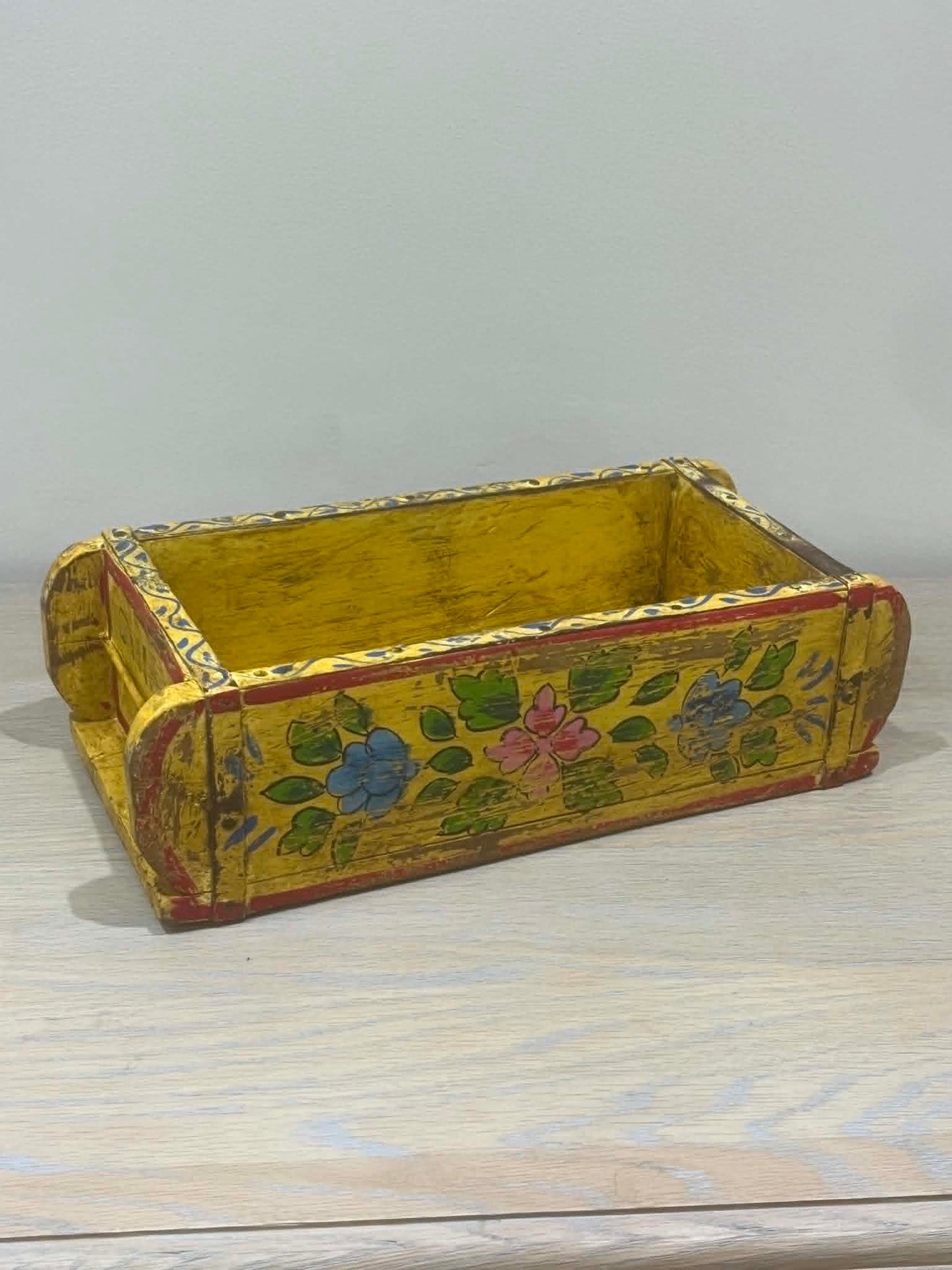 Salvaged Hand Painted Indian Brick Mould - Yellow