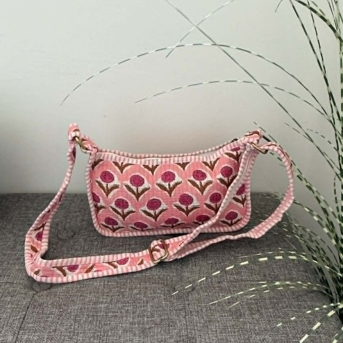Pink Floral Mini Shoulder Tote Bag