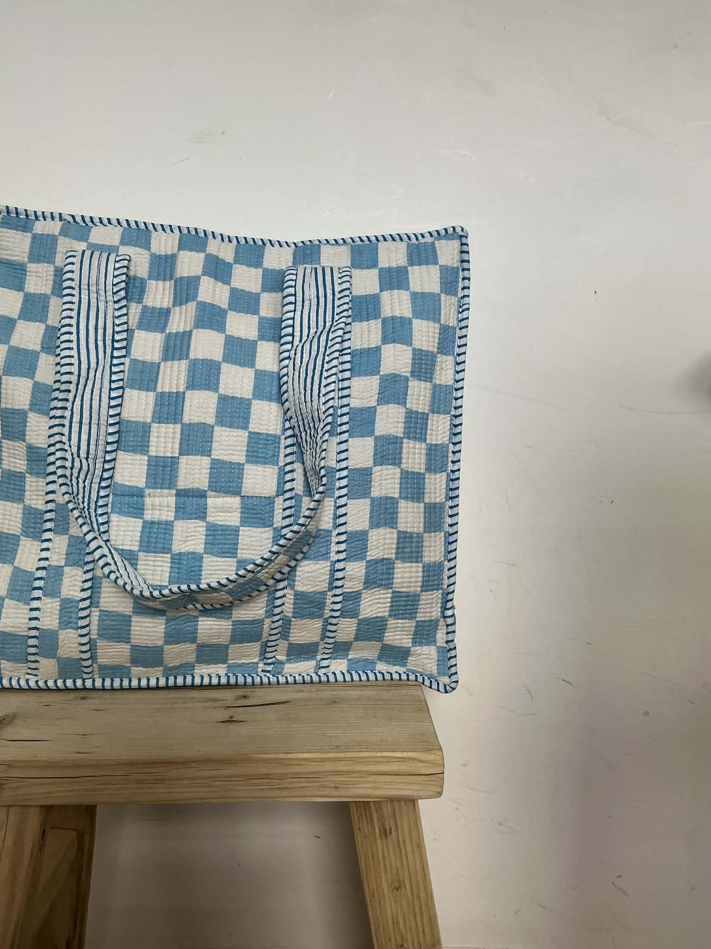 Blue Check Tote Bag