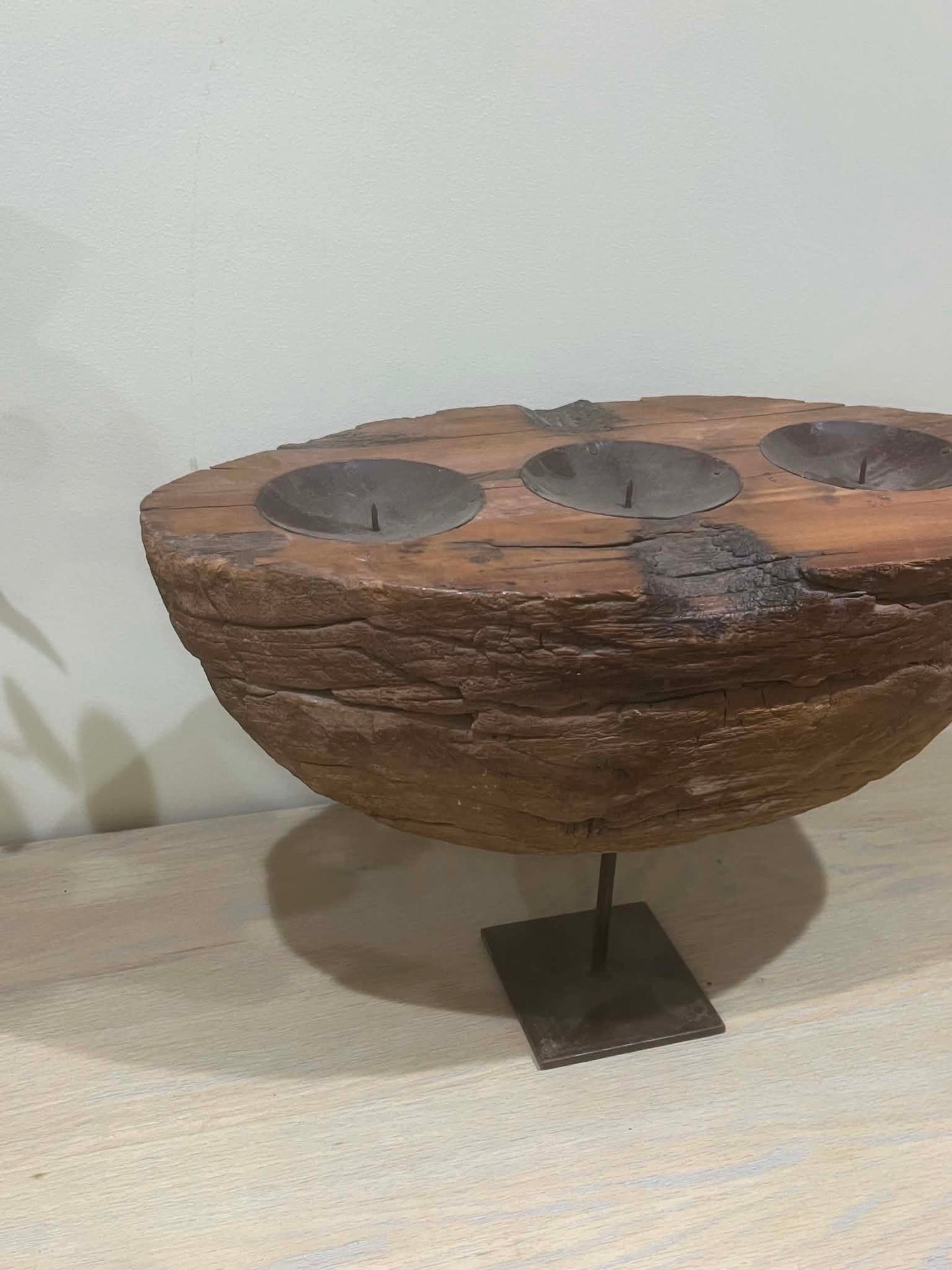 Salvaged Rustic Wooden Candle Holder