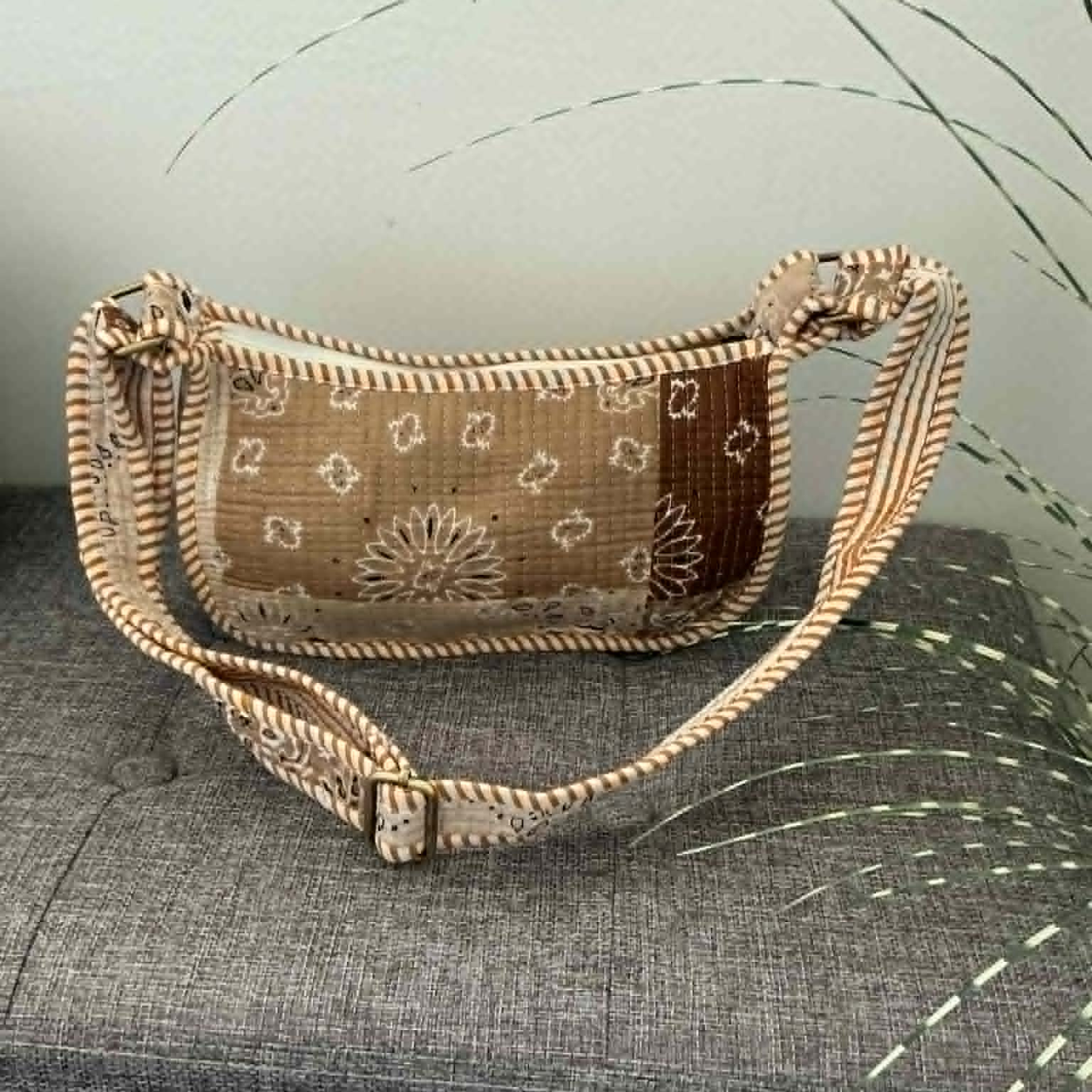 Brown Boho Bandana Mini Shoulder Tote Bag