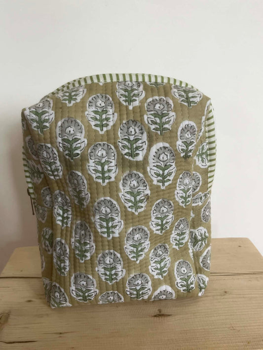 Khaki Floral Pouch