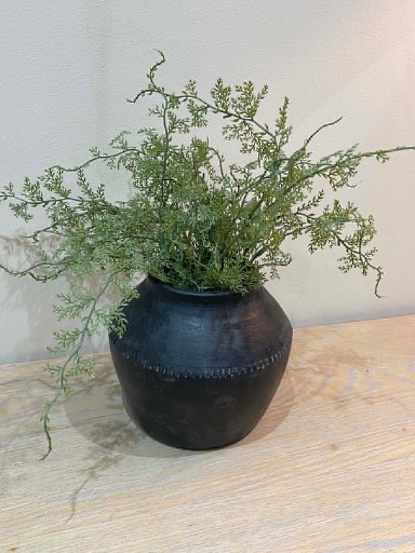 Small Salvaged Clay Pot - Black