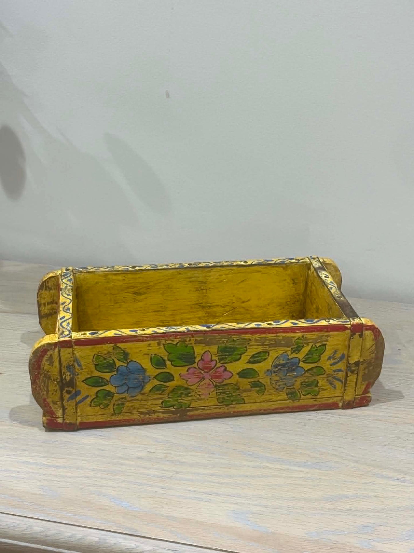 Salvaged Hand Painted Indian Brick Mould - Yellow