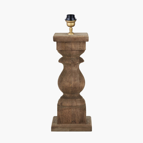 KAVYA Antique Brown Turned Wood Table Lamp Base