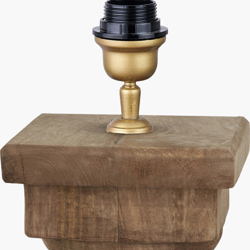 KAVYA Antique Brown Turned Wood Table Lamp Base
