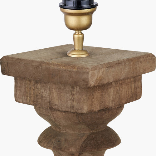 KAVYA Antique Brown Turned Wood Table Lamp Base