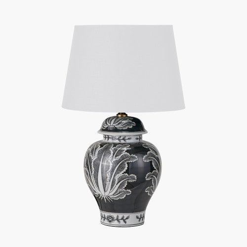 ASTERIA Monochrome Feather Ceramic Urn Table Lamp