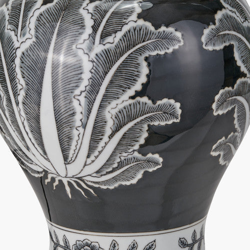 ASTERIA Monochrome Feather Ceramic Urn Table Lamp