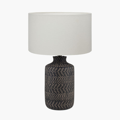 Textured Black Stoneware Table Lamp