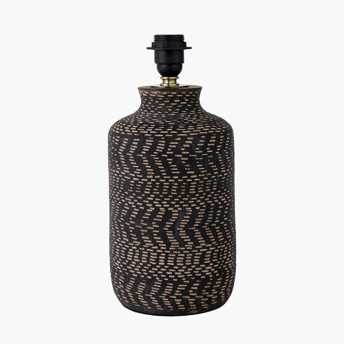 Textured Black Stoneware Table Lamp