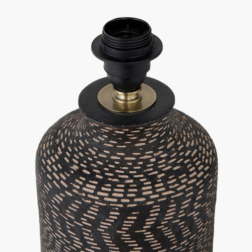 Textured Black Stoneware Table Lamp