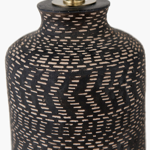 Textured Black Stoneware Table Lamp