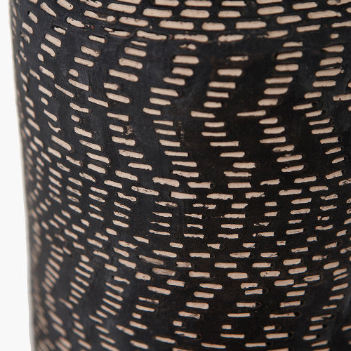 Textured Black Stoneware Table Lamp