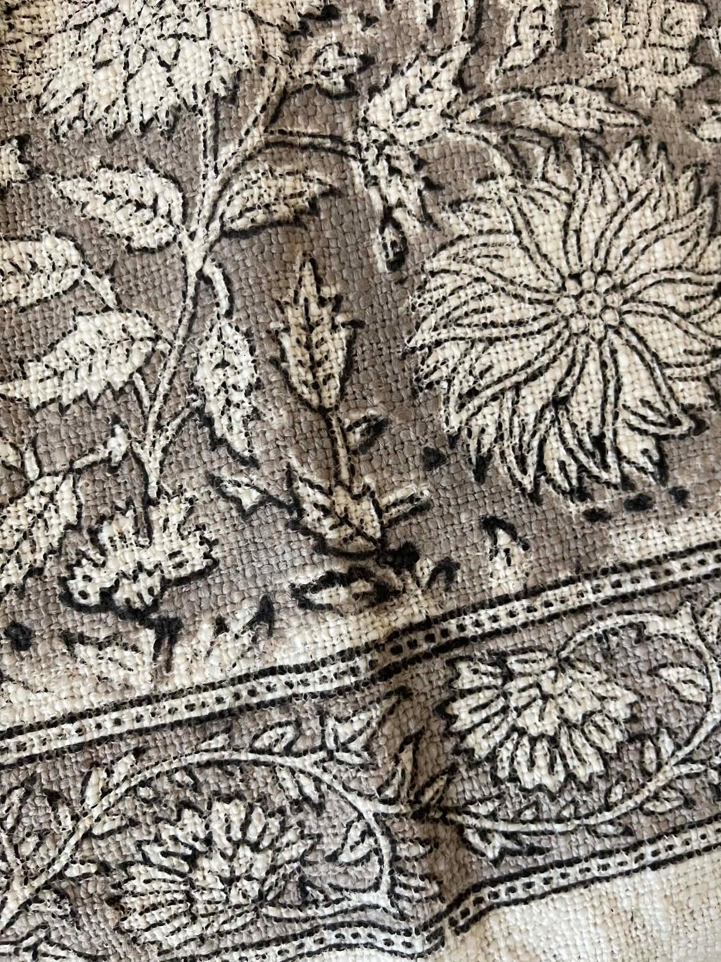 HAYLEY Hand Block Printed Throw - Grey