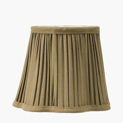MALIA Olive Green Pleated Scalloped Tapered Lamp Shade