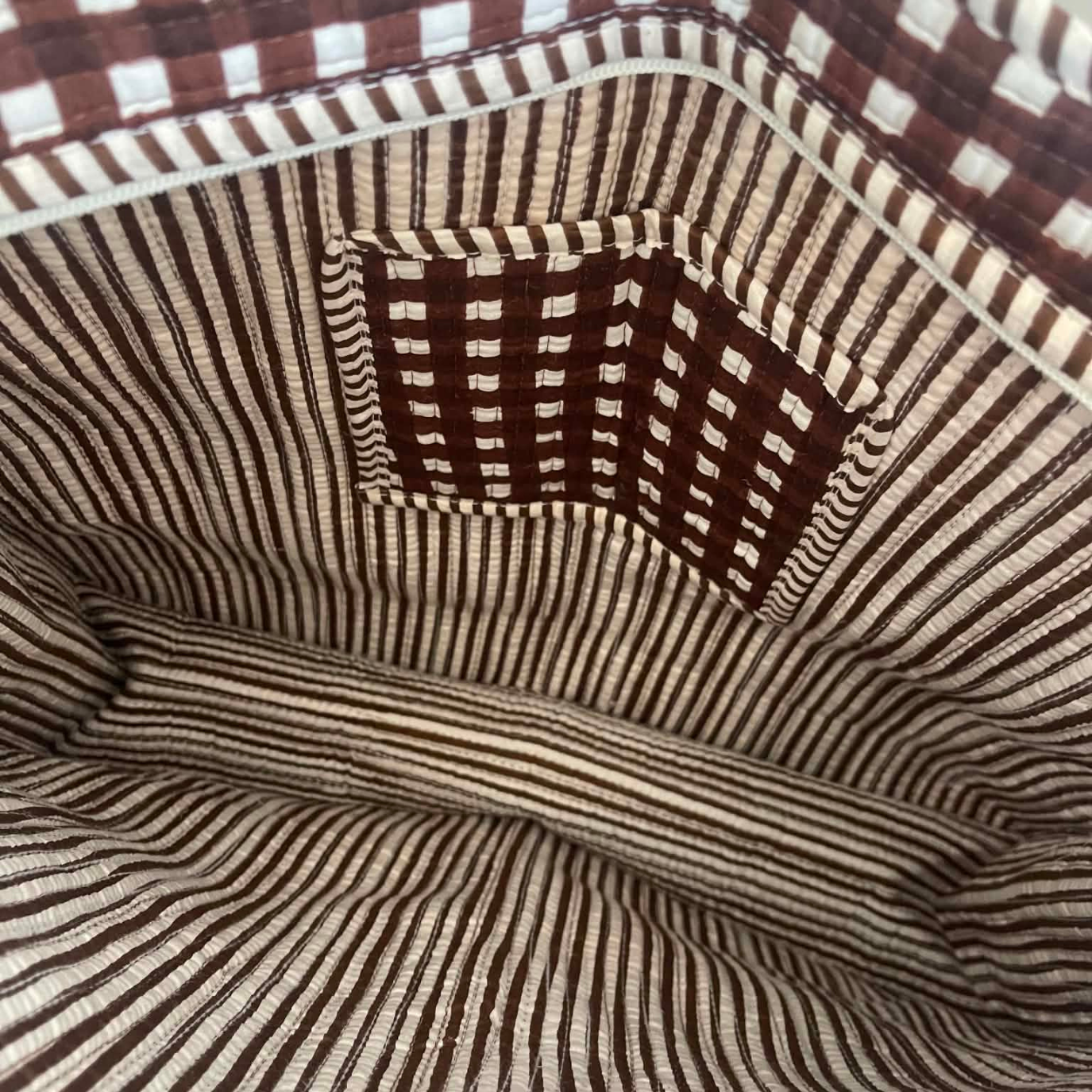Dark Brown Gingham Tote Bag