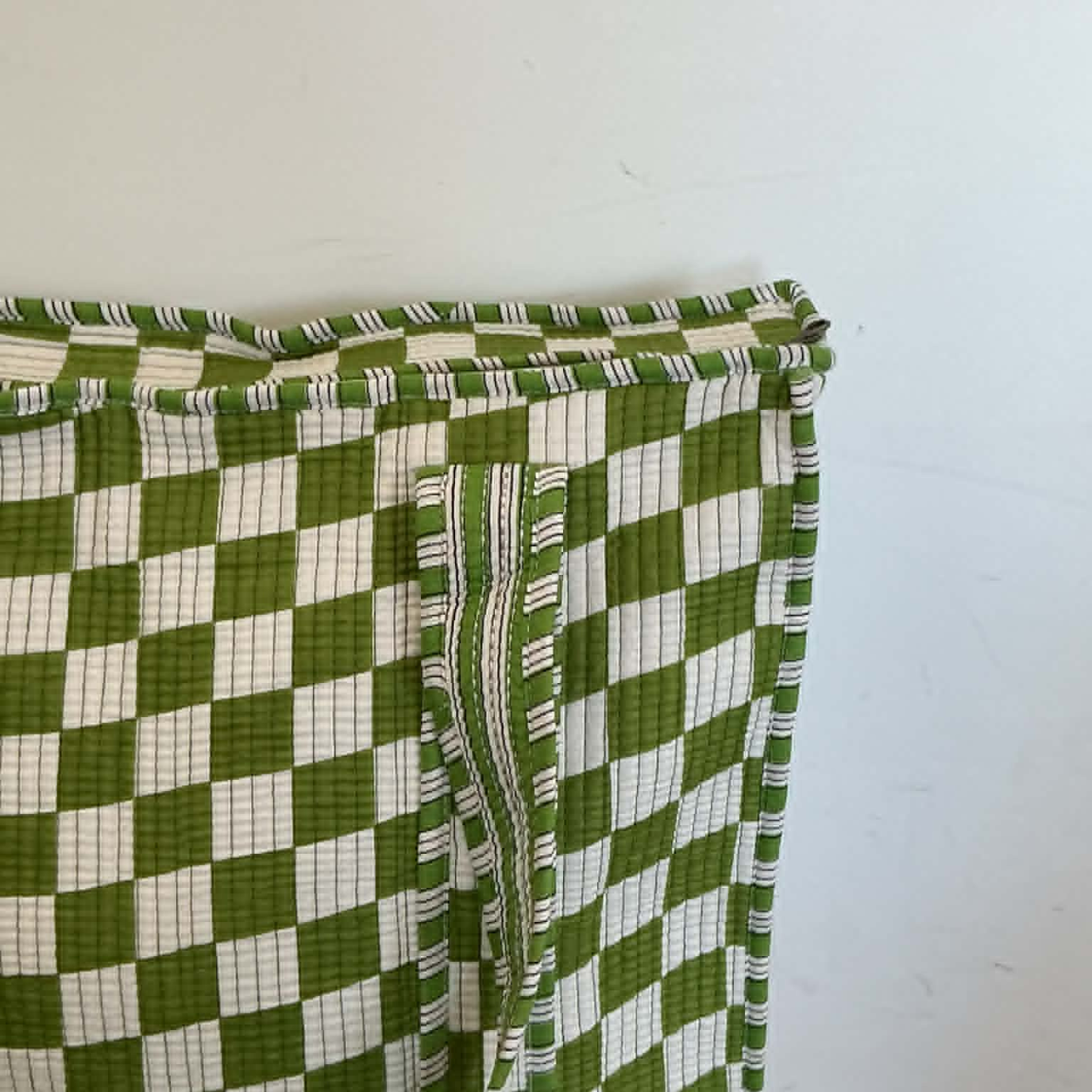 Olive Green Check Tote Bag