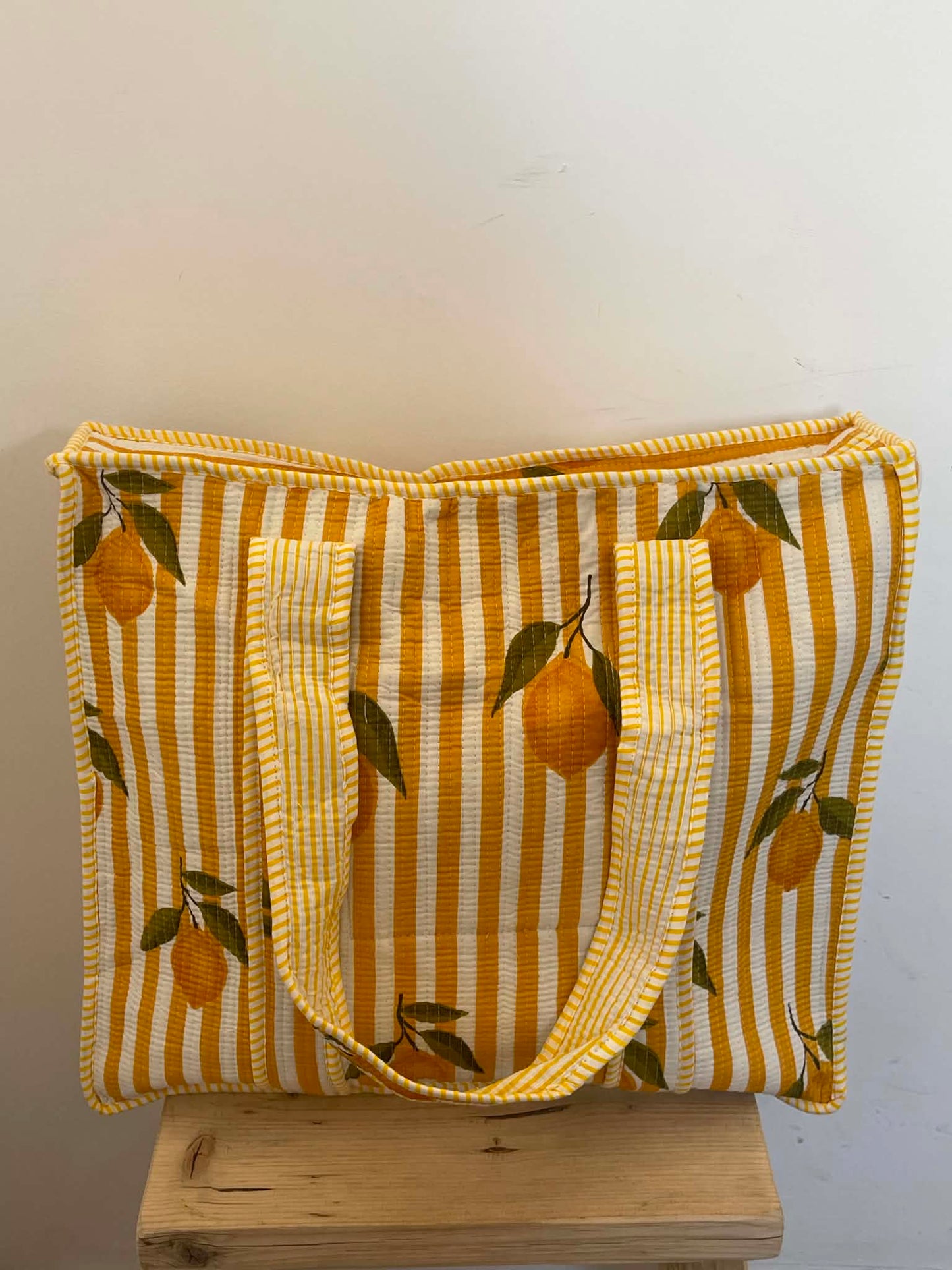 Lemon Stripe Tote Bag