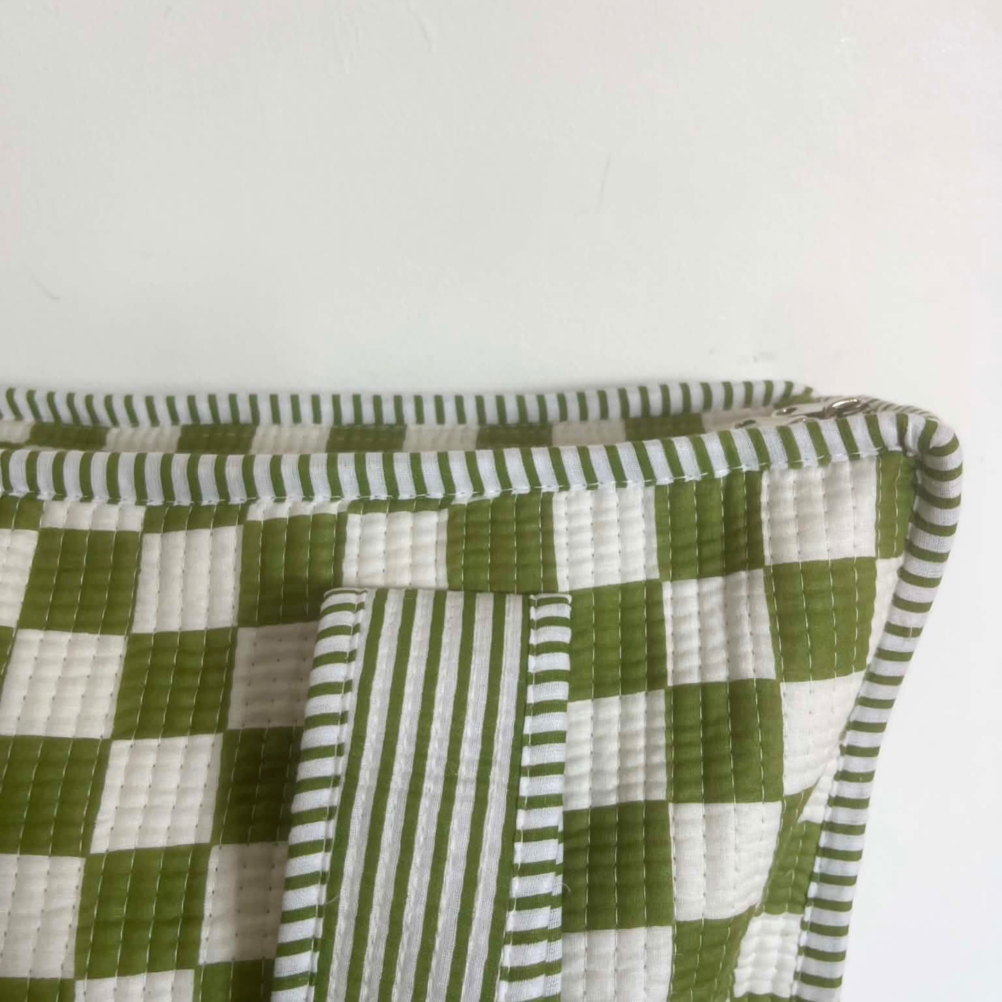 Olive Green Check Tote Bag