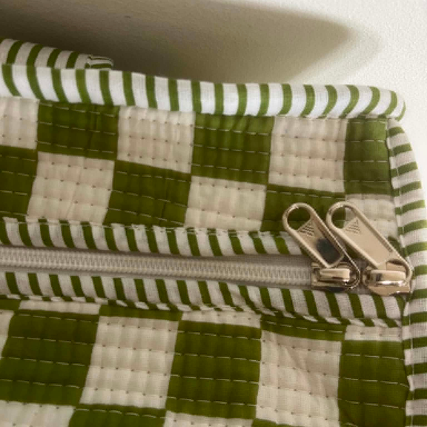 Olive Green Check Tote Bag