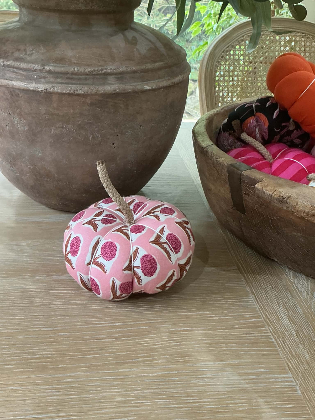 Handmade Pink Floral Pumpkin