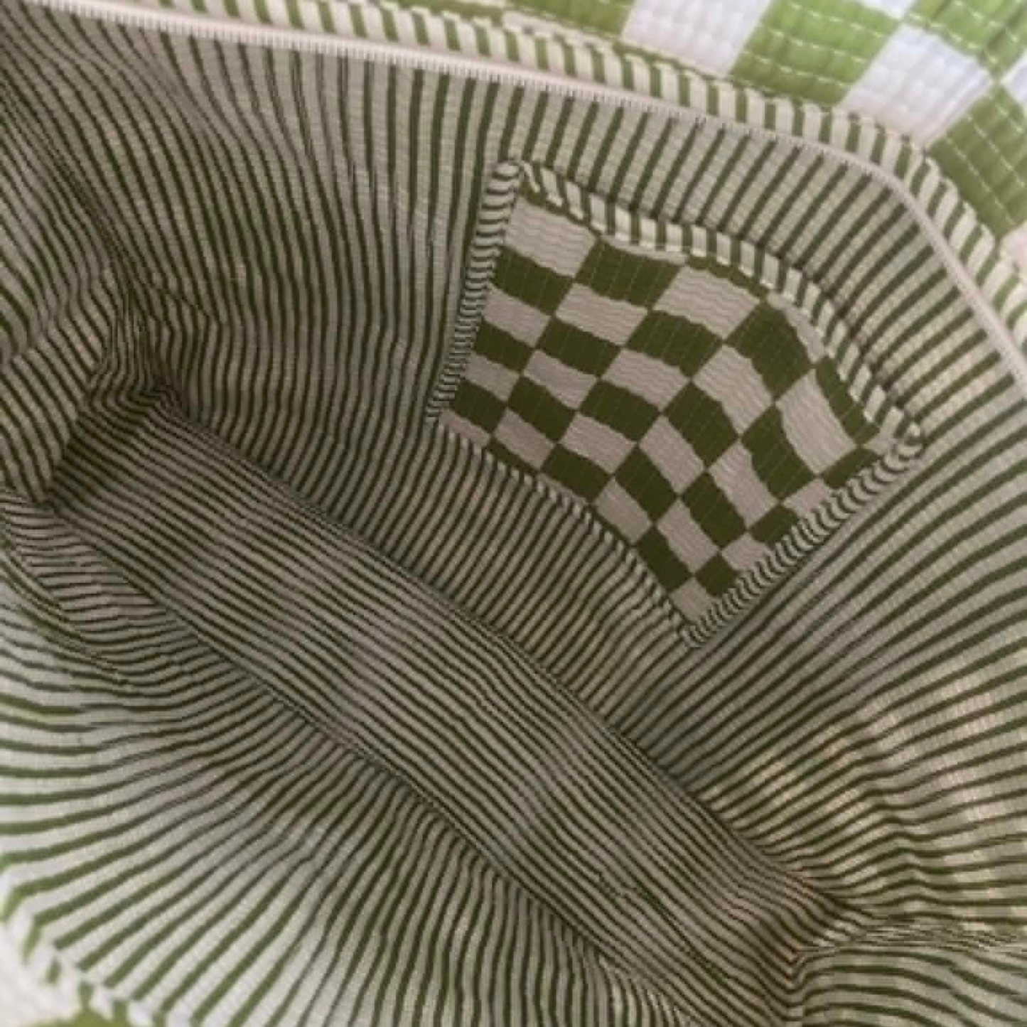 Olive Green Check Tote Bag